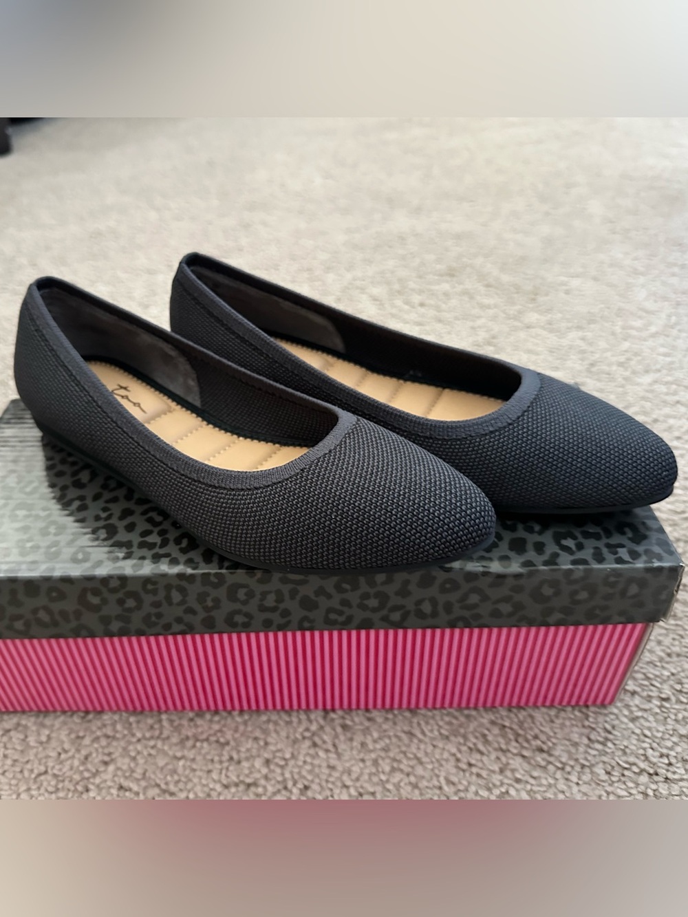 NEW Me Too Alina Sustainable Mesh Demi Wedge Flats in Dark Grey Charcoal